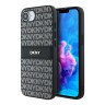 DKNY для iPhone 16e чехол PU Repeat texture Tonal stripe Metal logo Hard Black