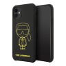 Чехол Karl Lagerfeld Liquid silicone Ikonik outlines Hard для iPhone 11, черный/желтый
