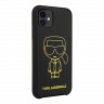 Чехол Karl Lagerfeld Liquid silicone Ikonik outlines Hard для iPhone 11, черный/желтый
