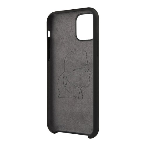 Чехол Karl Lagerfeld Liquid silicone Ikonik outlines Hard для iPhone 11, черный/желтый