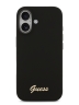 Guess для iPhone 17 чехол Liquid silicone Gold metal logo Hard Black (MagSafe)