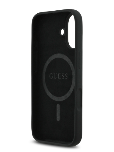 Guess для iPhone 17 чехол Liquid silicone Gold metal logo Hard Black (MagSafe)