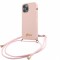 Чехол Guess Liquid Silicone Gold Metal logo +Cord для iPhone 12 | 12 Pro, розовый