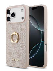 Guess для iPhone 17 Pro Max чехол PU 4G + Ring Hard Pink
