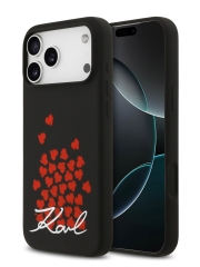 Karl Lagerfeld для iPhone 17 Pro чехол Liquid Silicone Hearts Hard Black (MagSafe)