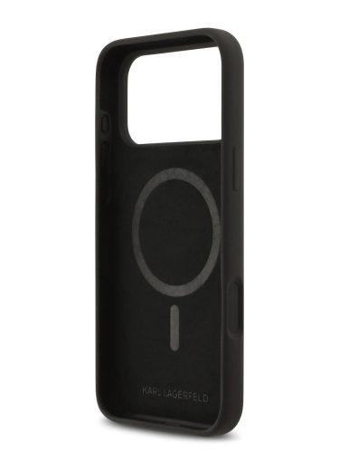 Karl Lagerfeld для iPhone 17 Pro чехол Liquid Silicone Hearts Hard Black (MagSafe)