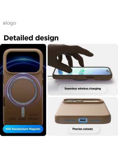 Elago для iPhone 17 Pro Max чехол Magnetic Silicone Brown (MagSafe)