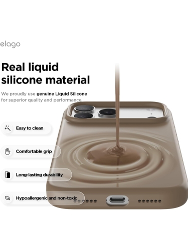 Elago для iPhone 17 Pro Max чехол Magnetic Silicone Brown (MagSafe)
