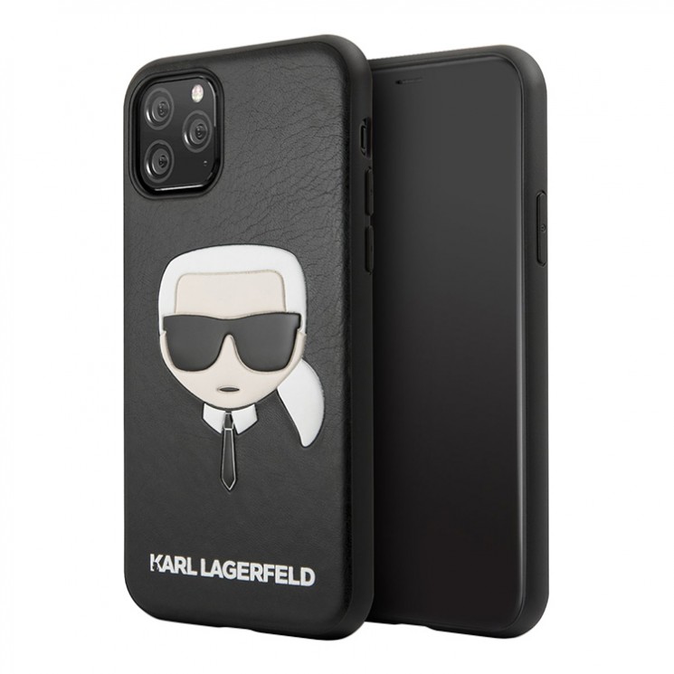 Чехол Karl Lagerfeld PU Leather Karl's Head Hard для iPhone 11 Pro Max, черный