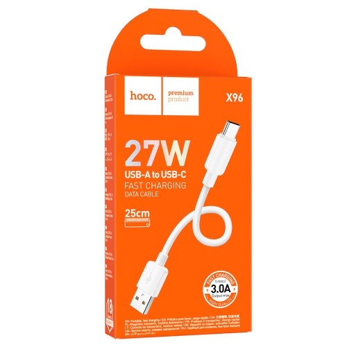 HOCO кабель X96 Hyper PD27W charging data cable USB-A to Type-C (25 см) White