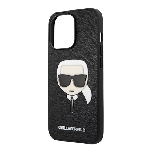 Чехол Lagerfeld PU Saffiano Karl's Head Hard для iPhone 13 Pro, черный