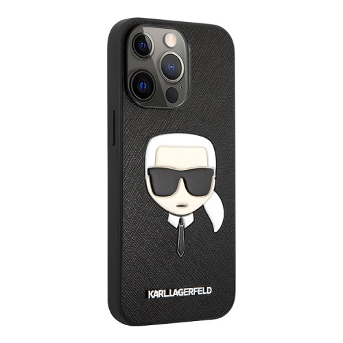 Чехол Lagerfeld PU Saffiano Karl's Head Hard для iPhone 13 Pro, черный