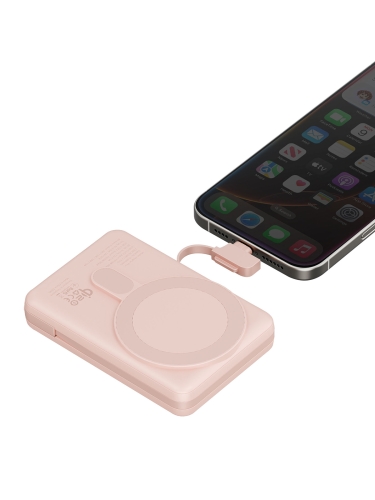 Energea аккумулятор MagPac PRO Plus, 10000W Magsafe QI2 15W USB-C 20W with cable and Stand Pink