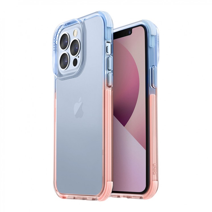 Чехол Uniq Combat Duo для iPhone 13 Pro Max, голубой/розовый