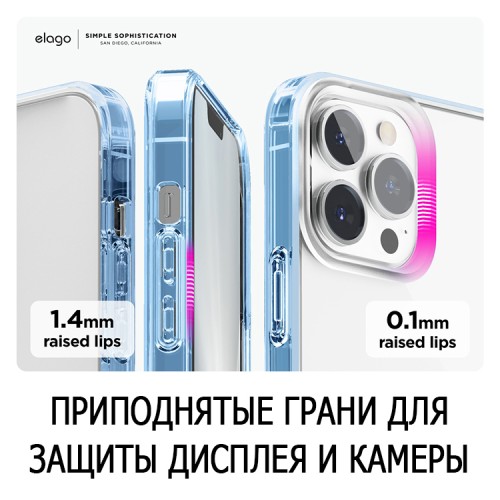 Чехол Elago HYBRID для iPhone 13 Pro, голубая рамка