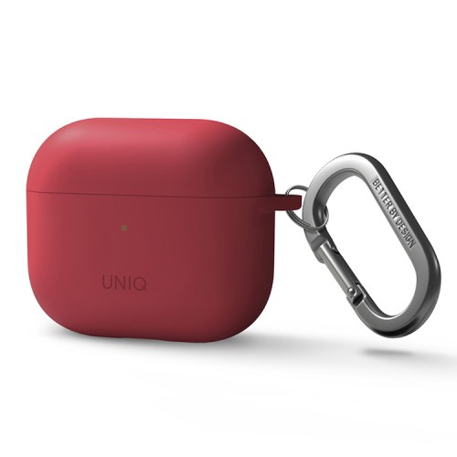Чехол Uniq NEXO Liquid silicone +carabin +Sports ear hooks для AirPods 3 (2021), коралловый красный