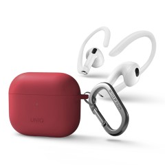Чехол Uniq NEXO Liquid silicone +carabin +Sports ear hooks для AirPods 3 (2021), коралловый красный