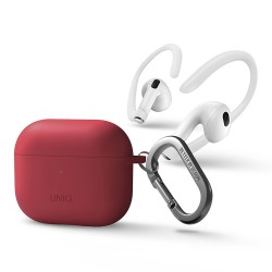 Чехол Uniq NEXO Liquid silicone +carabin +Sports ear hooks для AirPods 3 (2021), красный