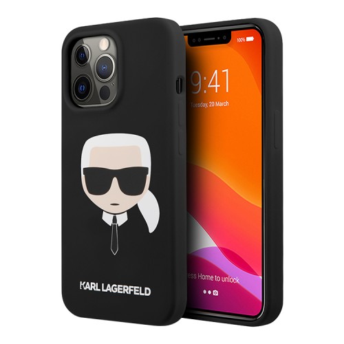Чехол Lagerfeld Liquid silicone Karl's Head для iPhone 13 Pro Max, черный (Magsafe)