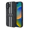 Guess для iPhone 16 чехол PU 4G Stripes Hard Black (MagSafe)