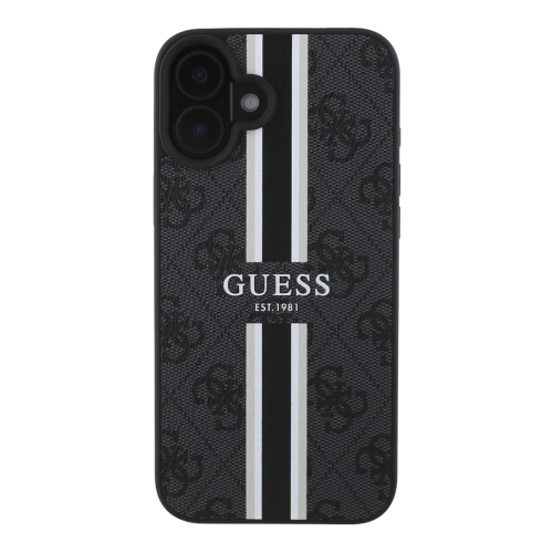 Guess для iPhone 16 чехол PU 4G Stripes Hard Black (MagSafe)