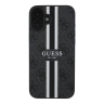 Guess для iPhone 16 чехол PU 4G Stripes Hard Black (MagSafe)