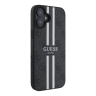 Guess для iPhone 16 чехол PU 4G Stripes Hard Black (MagSafe)