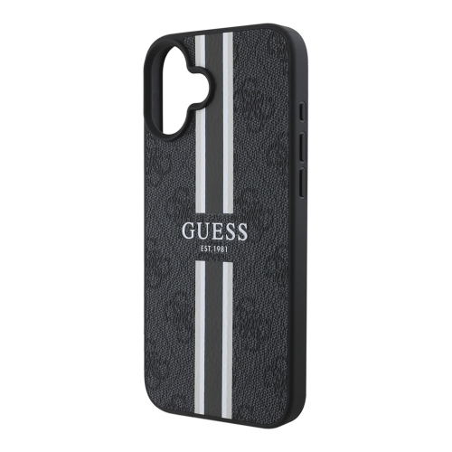 Guess для iPhone 16 чехол PU 4G Stripes Hard Black (MagSafe)