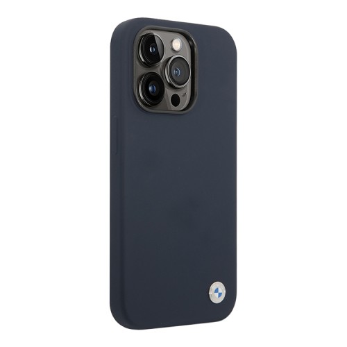 Чехол BMW Liquid Silicone для iPhone 14 Pro Max, синий