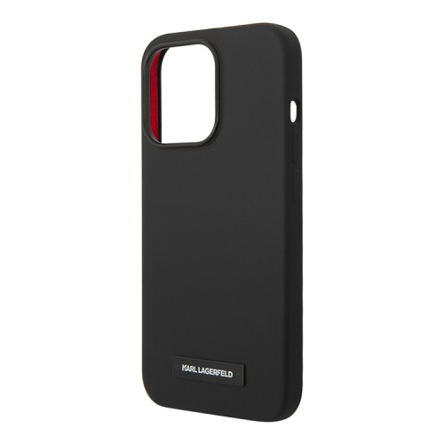 Чехол Lagerfeld Liquid silicone Plaque logo Hard для iPhone 14 Pro, черный (MagSafe)