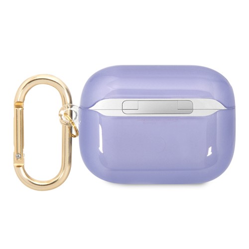Чехол Guess Translucent Palm Tree с карабином для Airpods Pro, фиолетовый