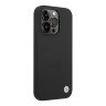 Чехол BMW Liquid Silicone Metal logo Hard для iPhone 14 Pro Max, черный (MagSafe)