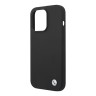 Чехол BMW Liquid Silicone Metal logo Hard для iPhone 14 Pro Max, черный (MagSafe)