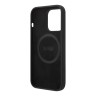 Чехол BMW Liquid Silicone Metal logo Hard для iPhone 14 Pro Max, черный (MagSafe)