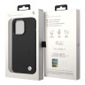 Чехол BMW Liquid Silicone Metal logo Hard для iPhone 14 Pro Max, черный (MagSafe)