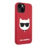 Чехол Lagerfeld Liquid silicone Choupette Hard для iPhone 14 Plus, красный (Magsafe)