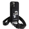 Чехол Lagerfeld Crossbody cardslot PU Saffiano NFT Karl&Choupette Hard для iPhone 13 Pro Max, черный