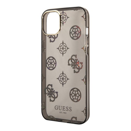 Чехол Guess Peony glitter Electroplated camera Hard для iPhone 14, черный