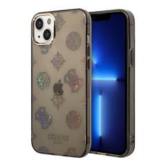 Чехол Guess Peony glitter Electroplated camera Hard для iPhone 14, черный