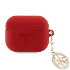 Guess для Airpods 3 чехол Liquid silicone 3D Logo with 4G Diamond charm Fuchsia
