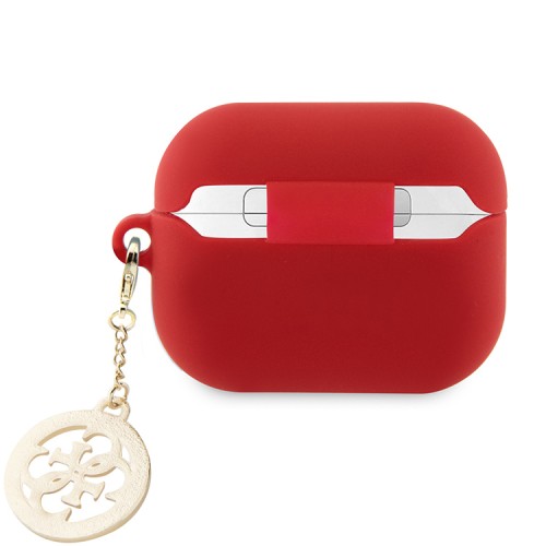 Guess для Airpods 3 чехол Liquid silicone 3D Logo with 4G Diamond charm Fuchsia