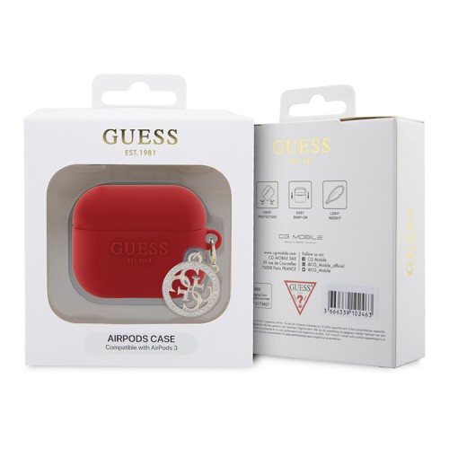 Guess для Airpods 3 чехол Liquid silicone 3D Logo with 4G Diamond charm Fuchsia