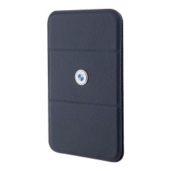 BMW магнитный бумажник-подставка Wallet MagSafe Cardslot Stand Signature Leather with metal logo Navy
