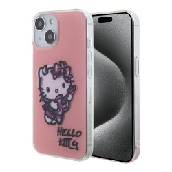 Hello Kitty для iPhone 15 чехол PC/TPU Graffiti Guitar Hard Pink