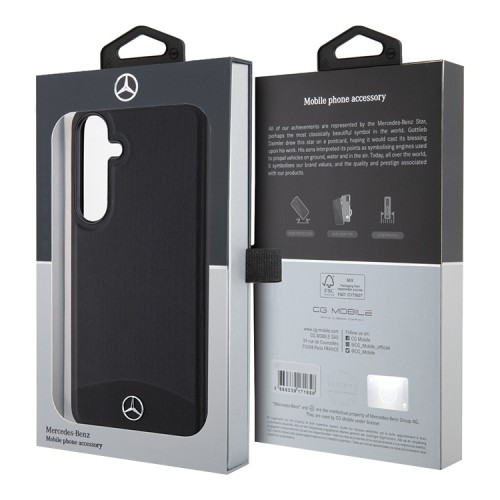 Mercedes для Galaxy S24+ чехол Leather Textured and Smooth Hard Black (MagSafe)