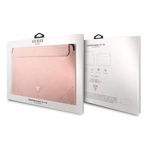 Guess для ноутбуков 13"/14" чехол Sleeve Saffiano with Triangle metal logo Pink