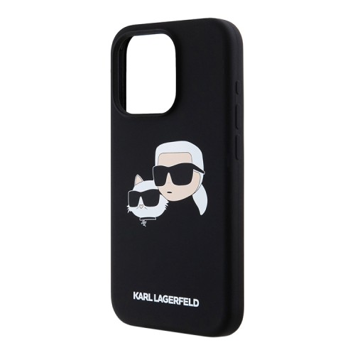 Karl Lagerfeld для iPhone 15 Pro Max чехол Liquid Silicone NFT Karl & Choupette Head Hard Black (MagSafe)