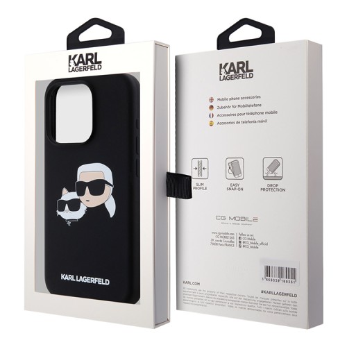 Karl Lagerfeld для iPhone 15 Pro Max чехол Liquid Silicone NFT Karl & Choupette Head Hard Black (MagSafe)