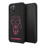 Чехол Karl Lagerfeld Liquid silicone Ikonik outlines Hard для iPhone 11 Pro Max, черный/розовый