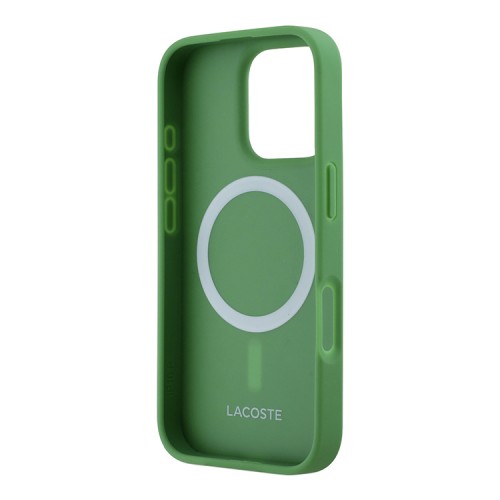 Lacoste для iPhone 16 Pro чехол PC/TPU&PVC iconic Woven logo Green (MagSafe)